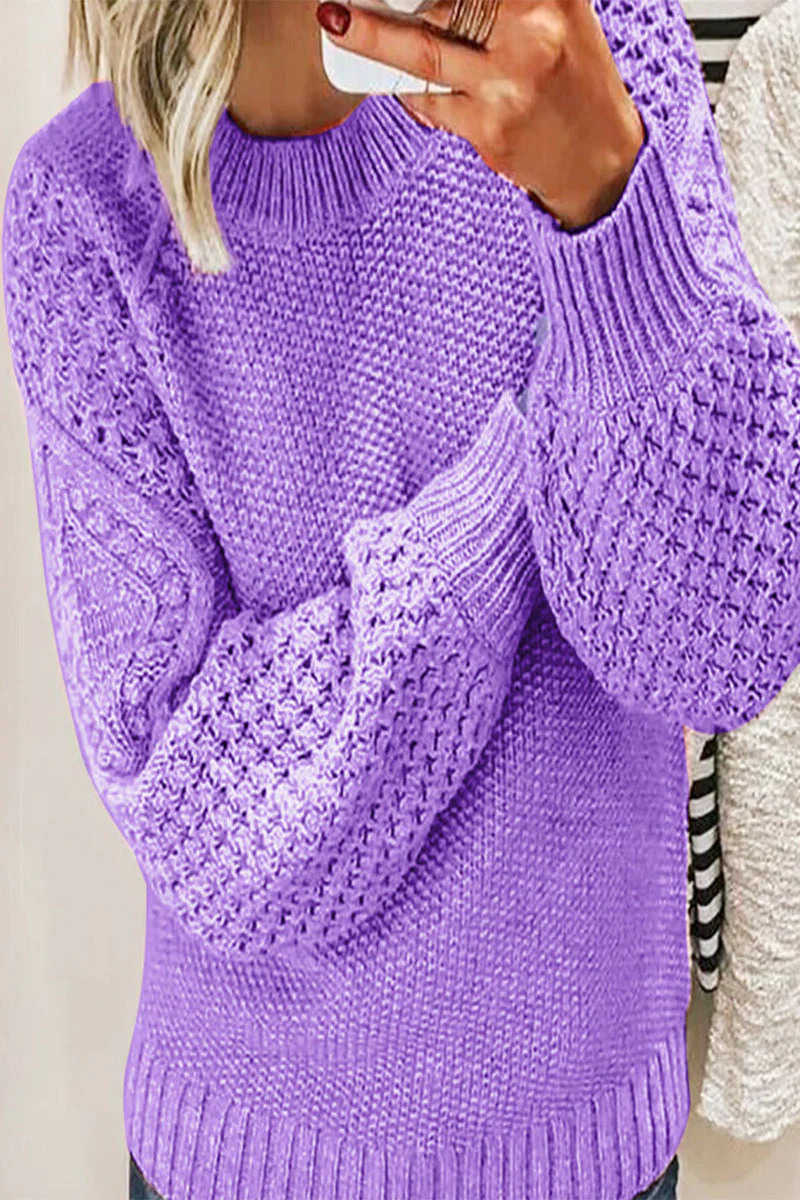 Isabella | Casual solid patchwork O-neck tops - Image 3