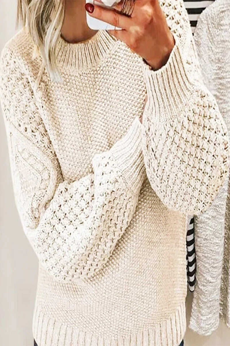 Isabella | Casual solid patchwork O-neck tops - Image 5