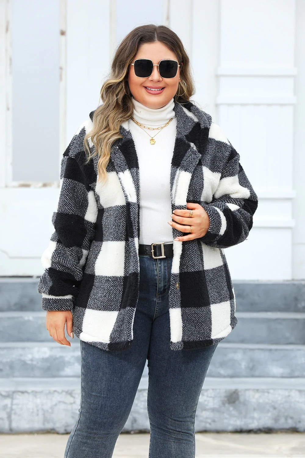 Isadora | Oversized checked hoodie with buttons