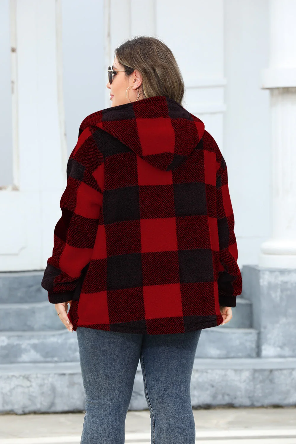 Isadora | Oversized checked hoodie with buttons - Image 10