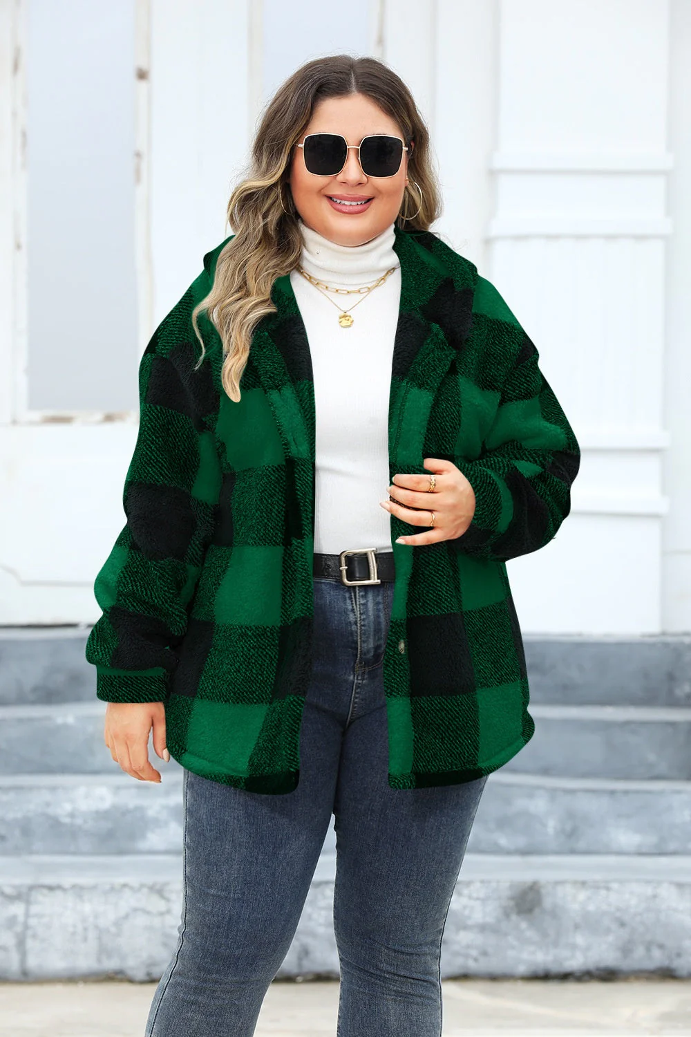 Isadora | Oversized checked hoodie with buttons - Image 5