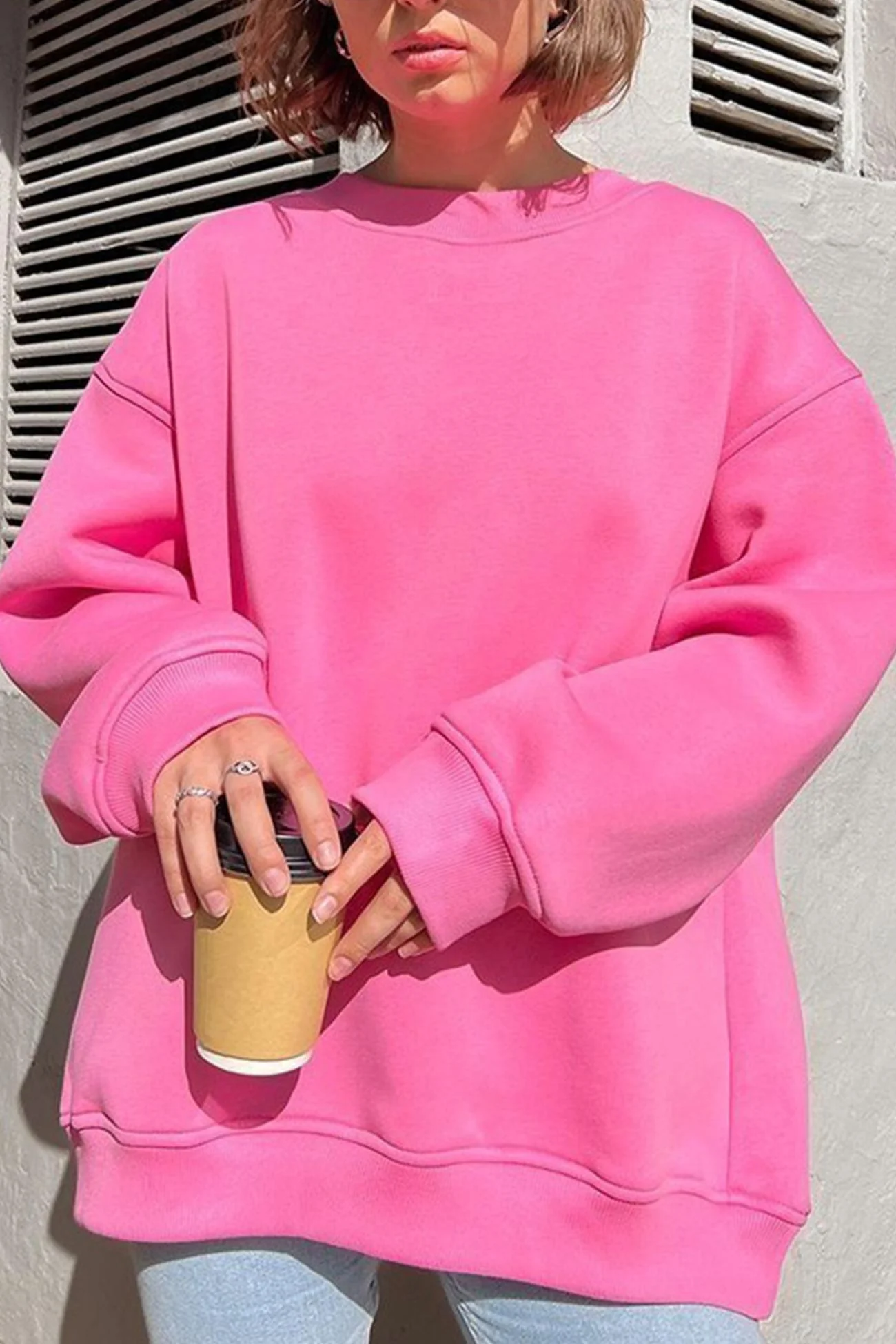 Isadora | Solid oversized crew neck sweatshirt
