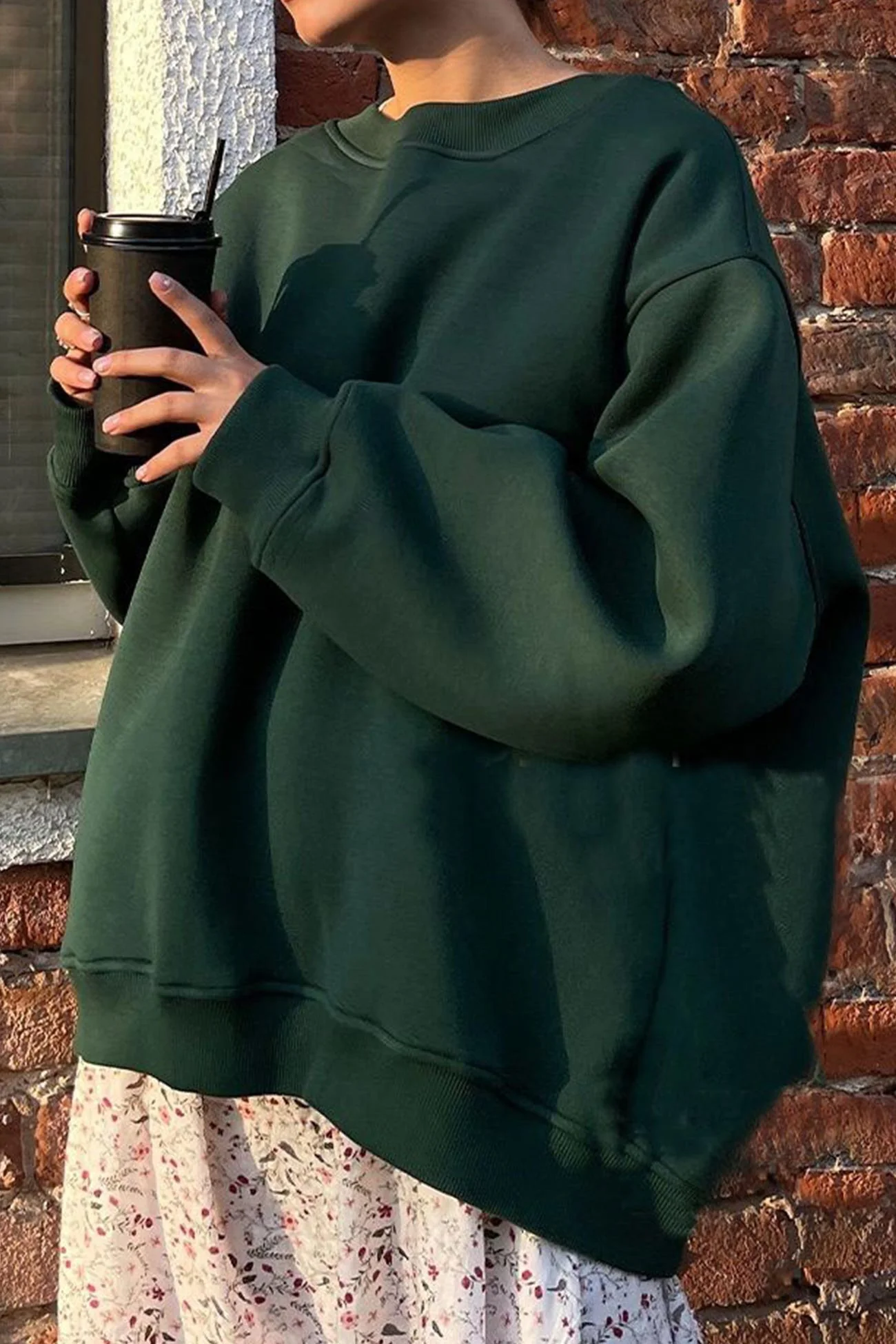 Isadora | Solid oversized crew neck sweatshirt - Image 4