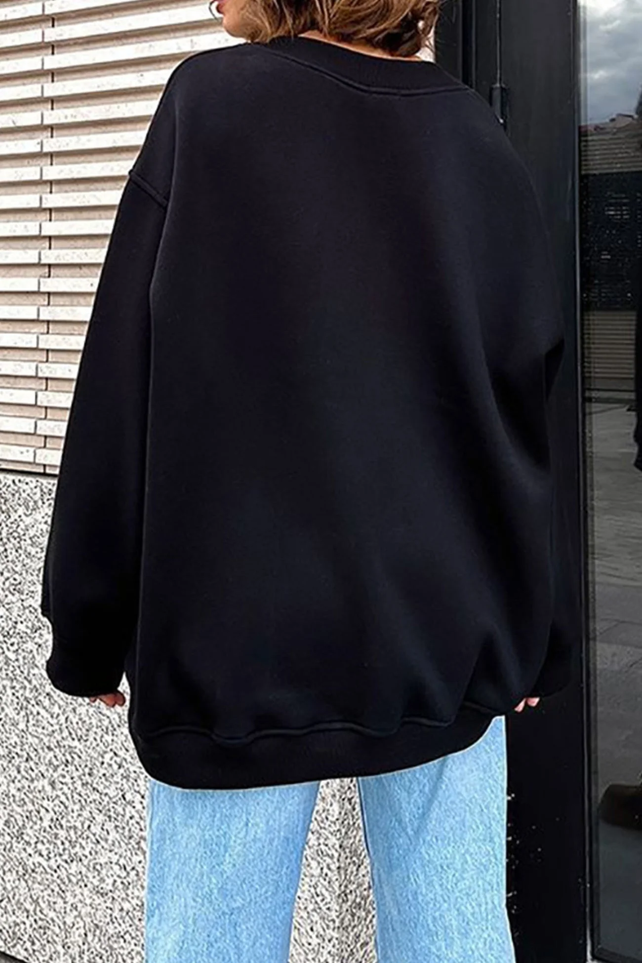 Isadora | Solid oversized crew neck sweatshirt - Image 9