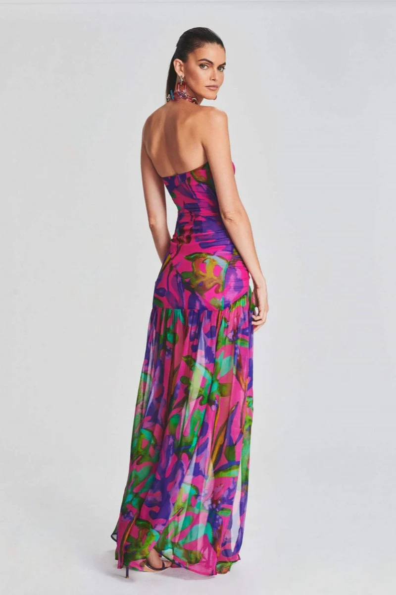 Isis® | Strapless Maxi Dress With Slit And Print - Image 4