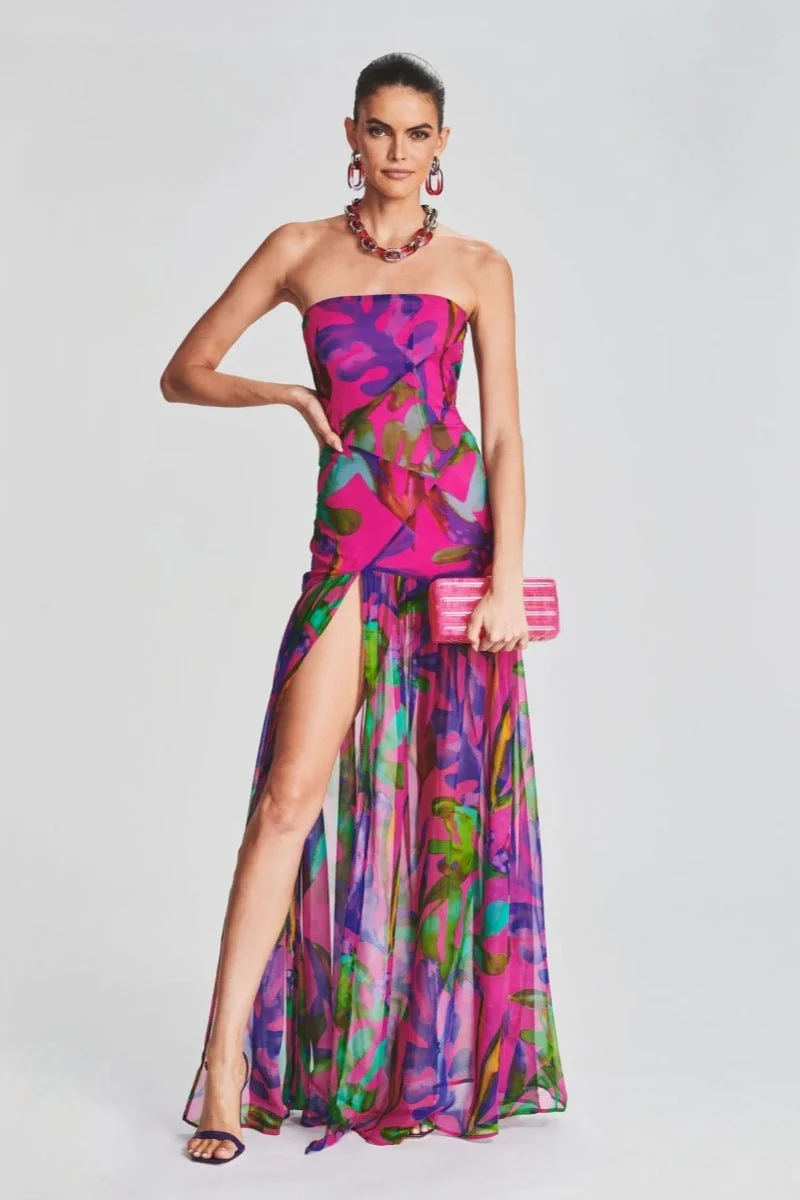 Isis® | Strapless Maxi Dress With Slit And Print - Image 7