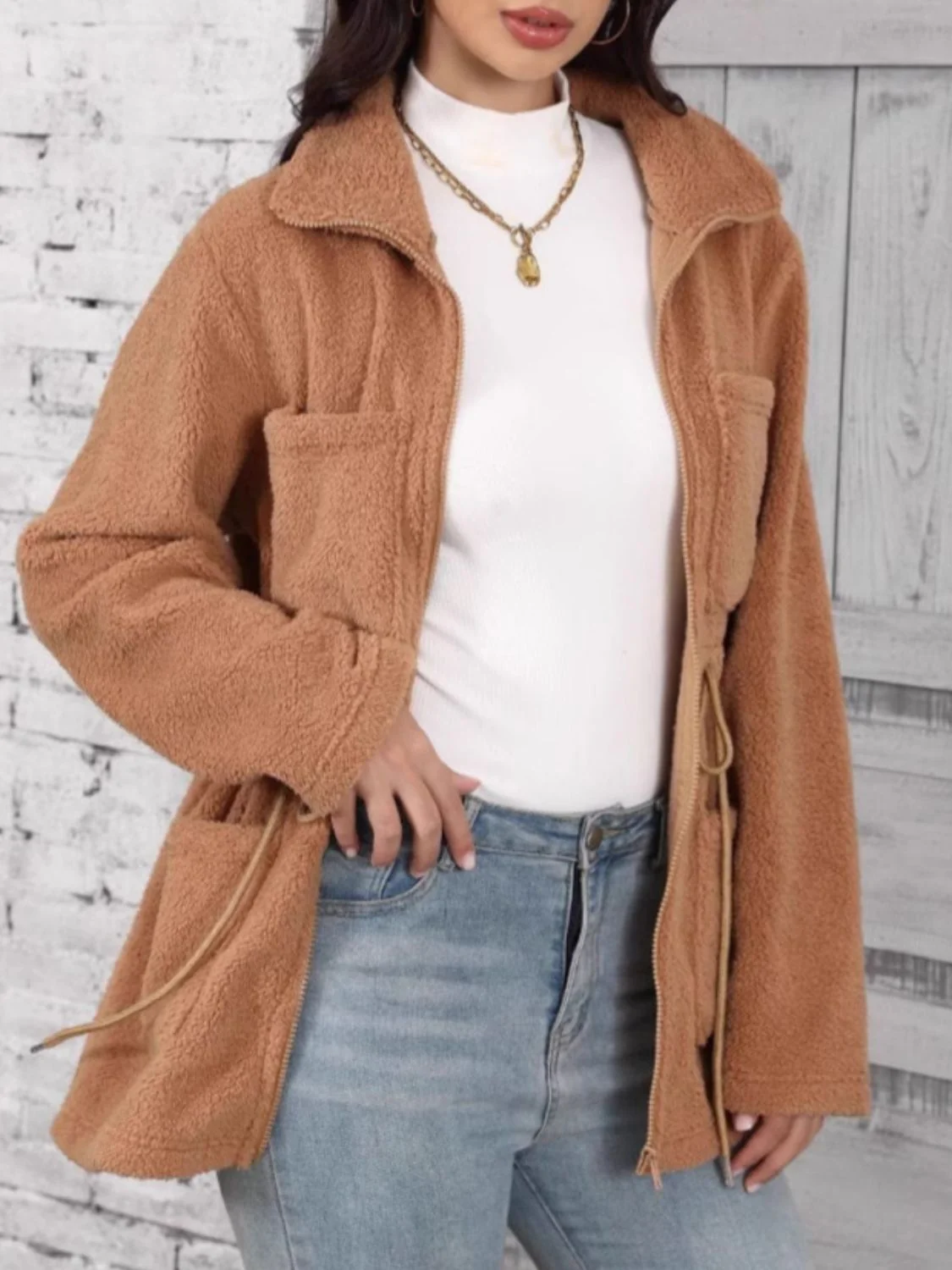 Ivette | Long sleeve outerwear with drawstring and zip fastening - Image 3