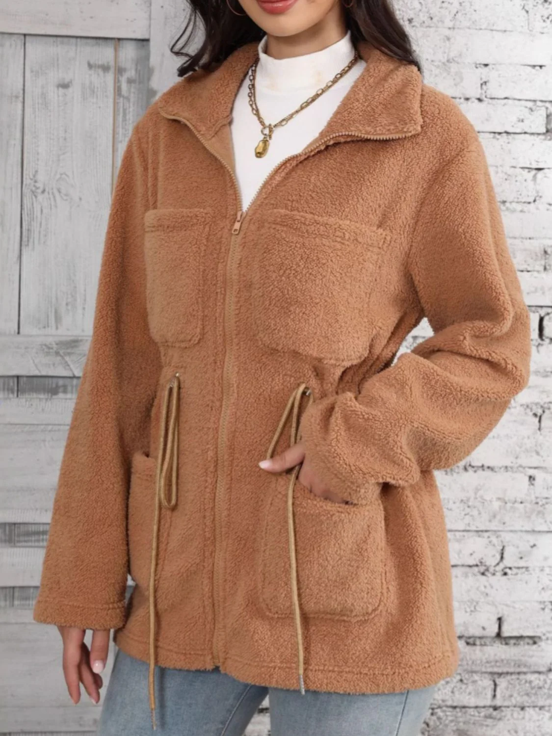Ivette | Long sleeve outerwear with drawstring and zip fastening - Image 4