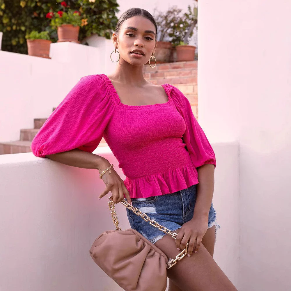 Ivette® | Women'S Blouse With Puff Sleeves And Feminine Ruffle Edge - Image 7