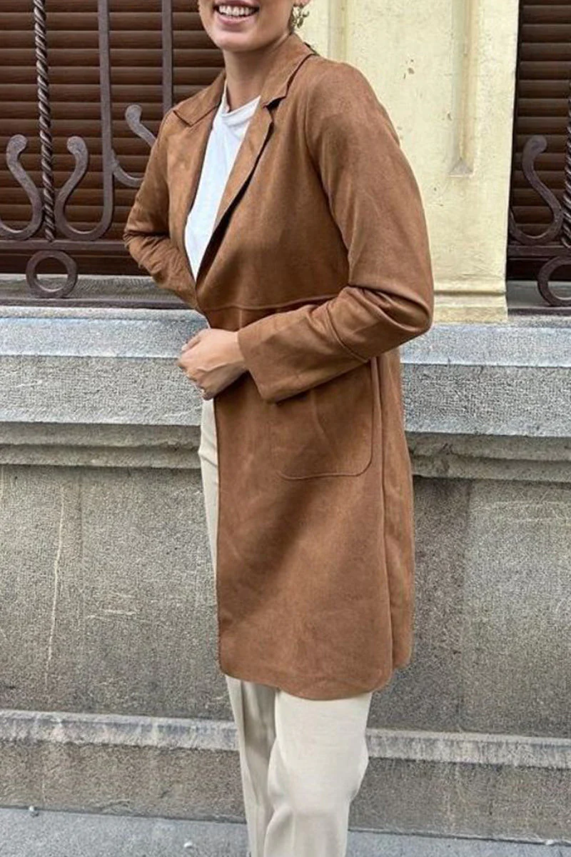 Ivonne | Street Simplicity Solid Pocket Lapel Collar Outerwear - Image 8