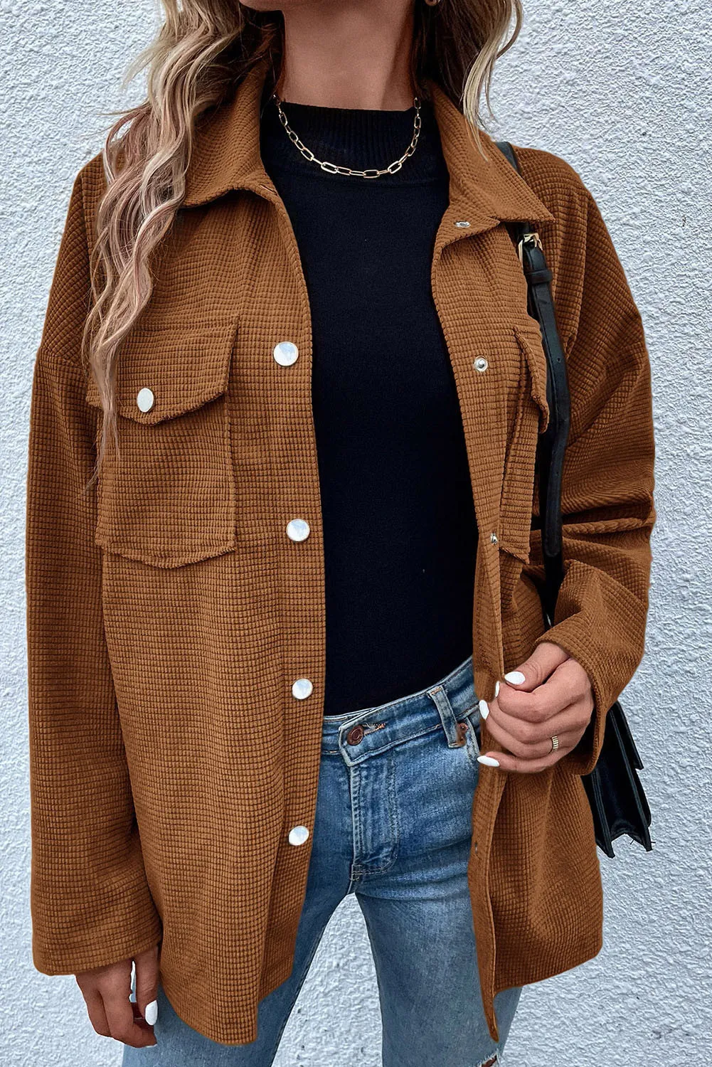 Jacqueline | Long sleeve jacket with pockets and snap buttons