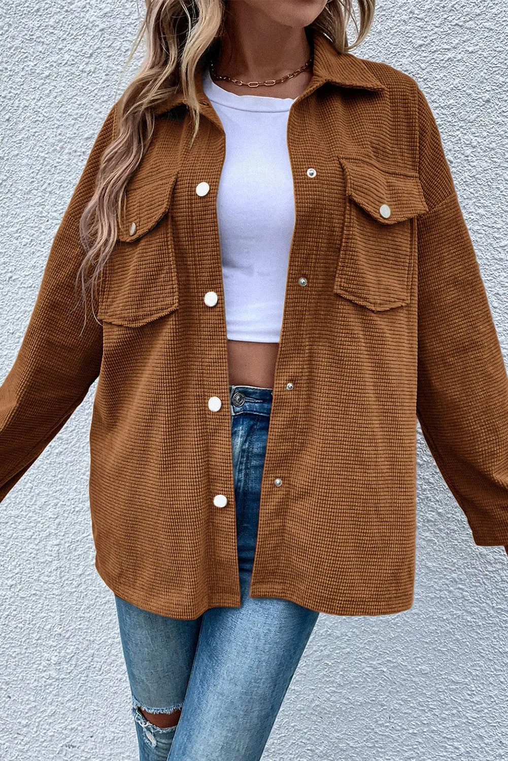Jacqueline | Long sleeve jacket with pockets and snap buttons - Image 4