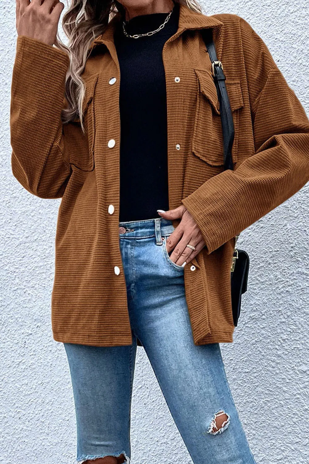 Jacqueline | Long sleeve jacket with pockets and snap buttons - Image 5