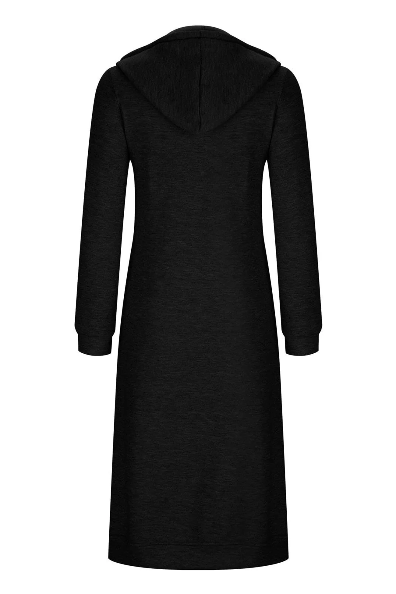 Jacqueline | Solid long cardigan with hood and drawstring and zip fastening - Image 8