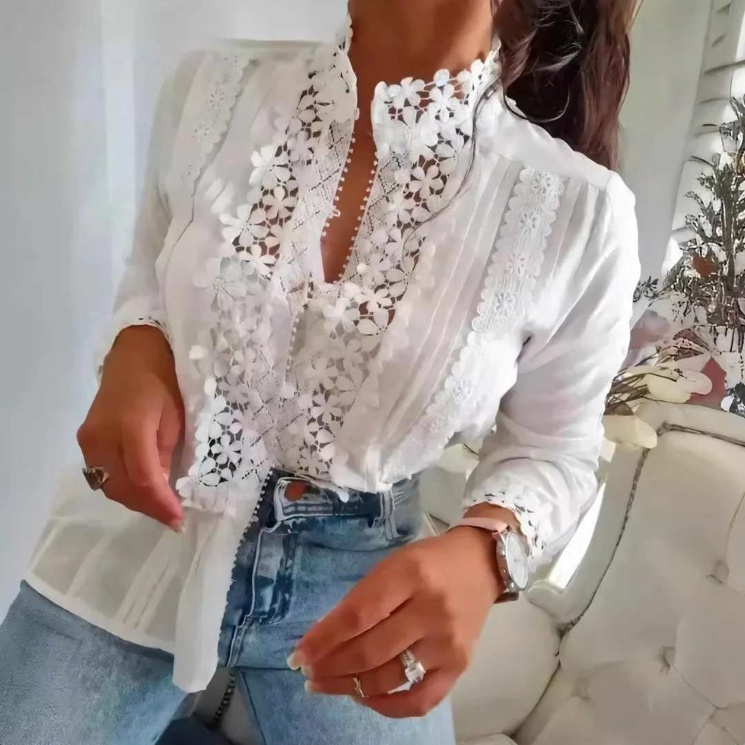 Jade® | Floral Blouse With Lace Design - Image 2