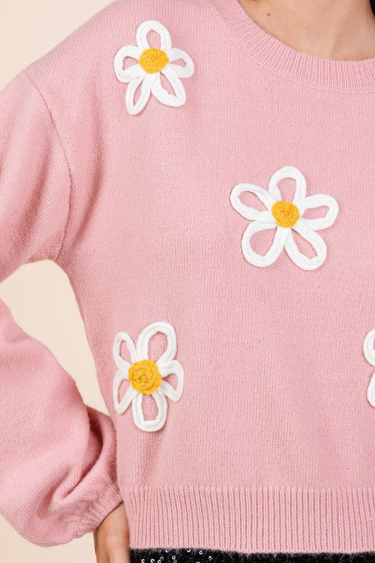 Janine | Knitted sweater with floral embroidery - Image 10