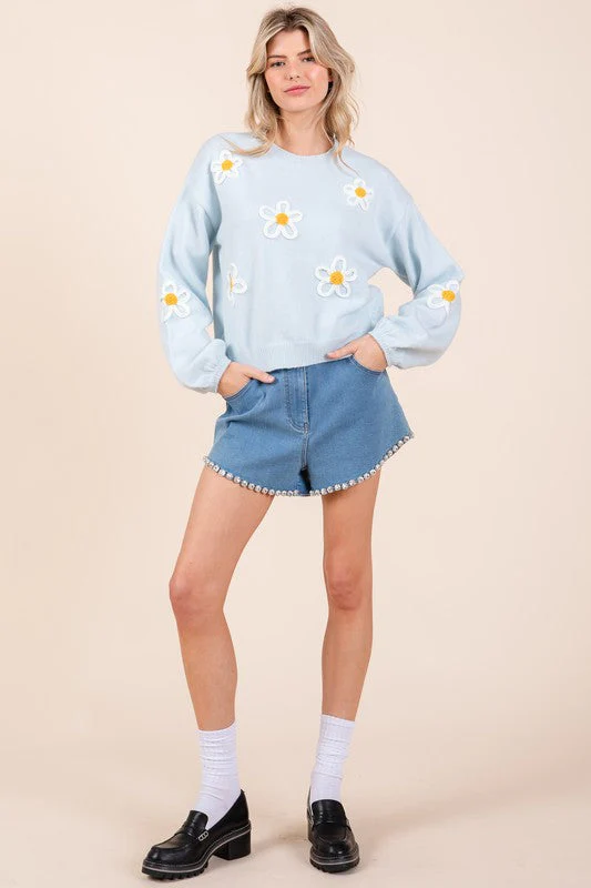 Janine | Knitted sweater with floral embroidery - Image 18