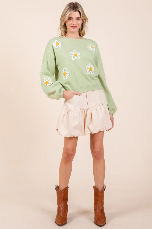 Janine | Knitted sweater with floral embroidery - Image 5