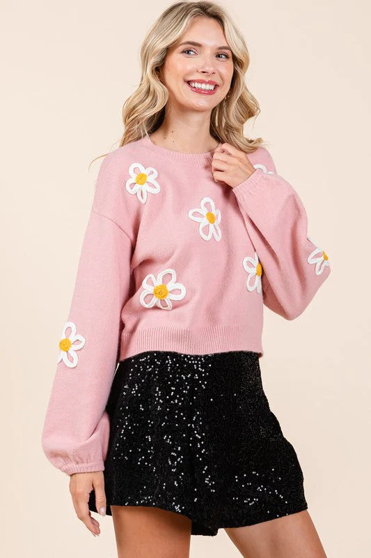 Janine | Knitted sweater with floral embroidery - Image 8
