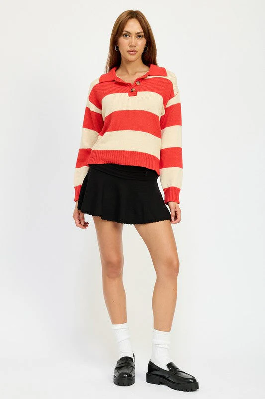 Janine | STRIPED SWEATER TOP WITH COLLAR - Image 4