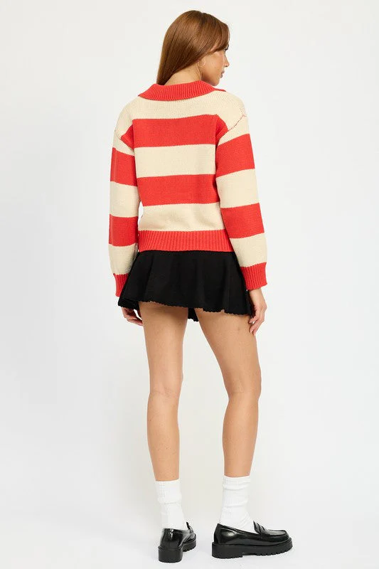 Janine | STRIPED SWEATER TOP WITH COLLAR - Image 7