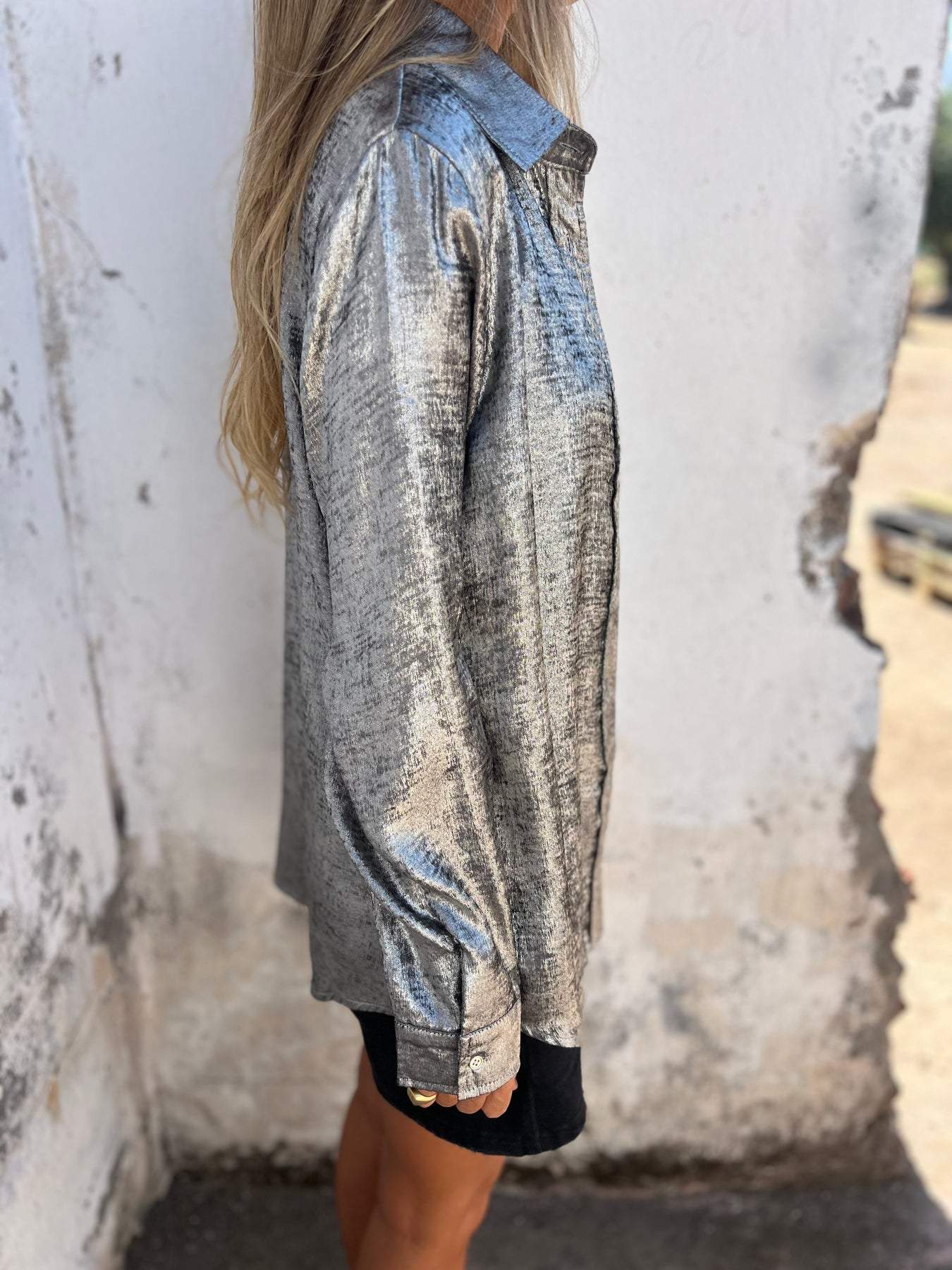 Jasmine® | Metallic women's blouse with collar - Image 3