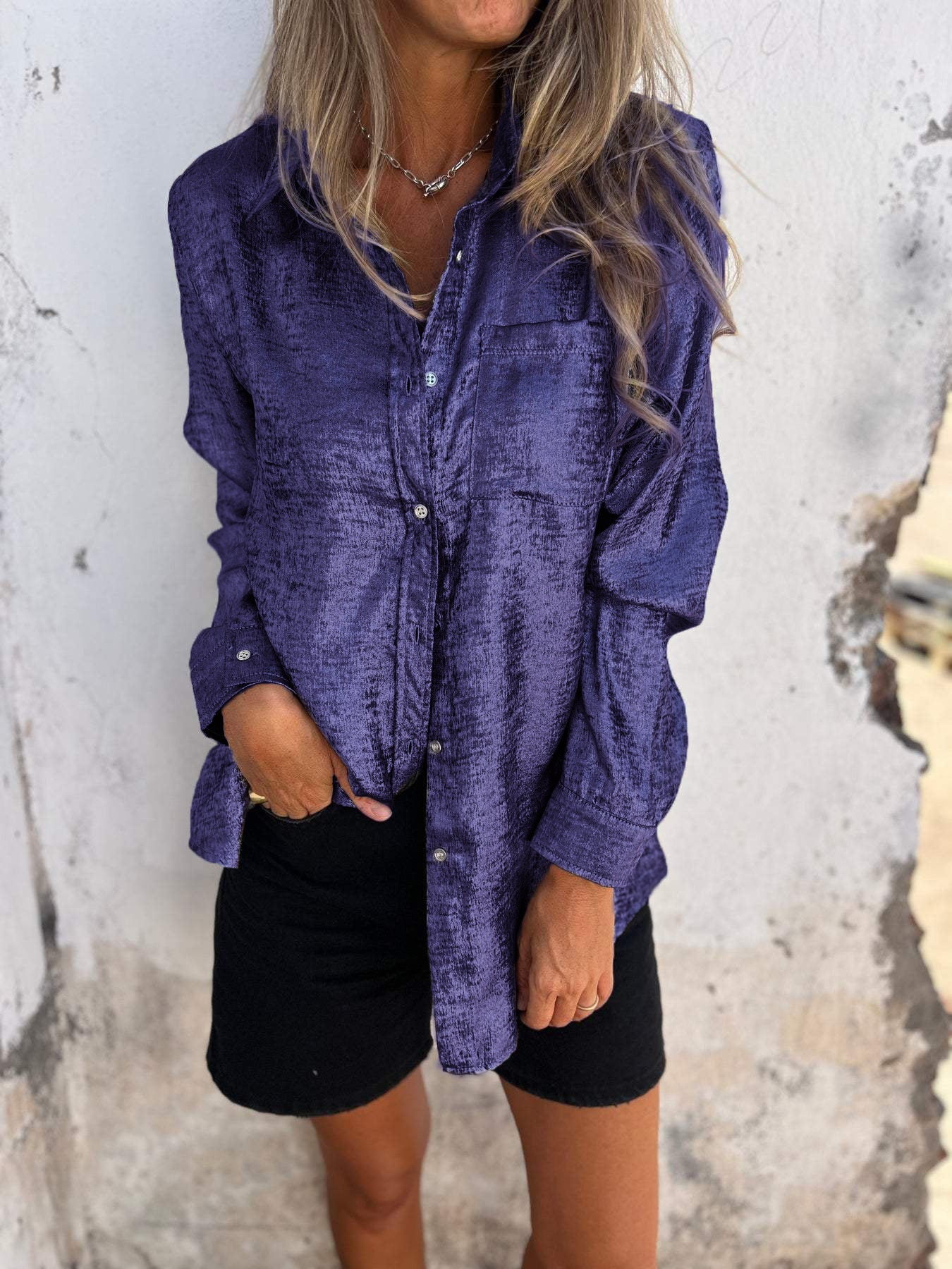Jasmine® | Metallic women's blouse with collar - Image 7