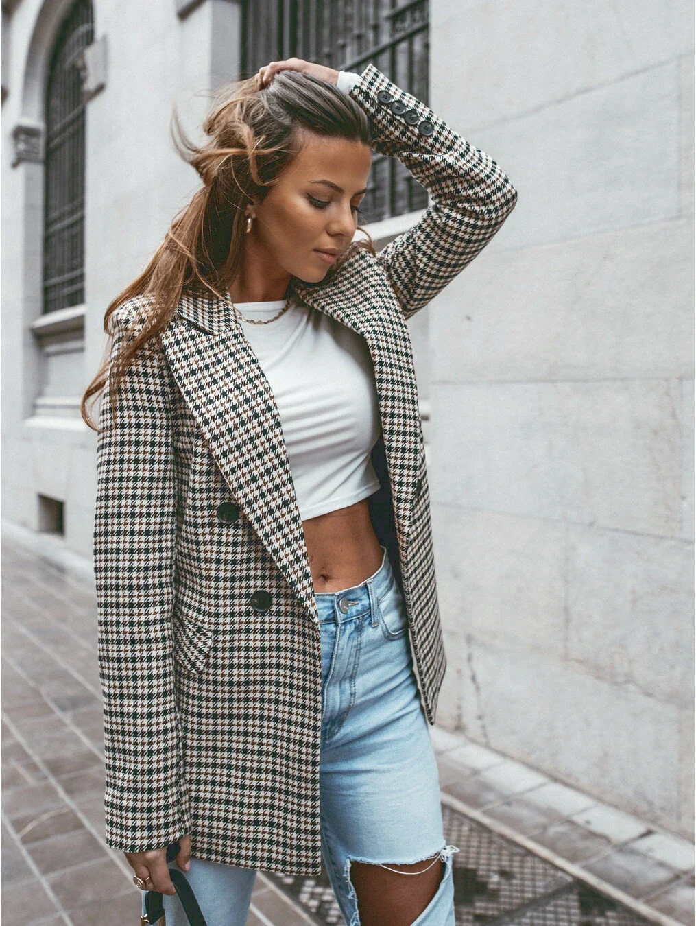 Jazmin | Checked blazer jacket - Image 2