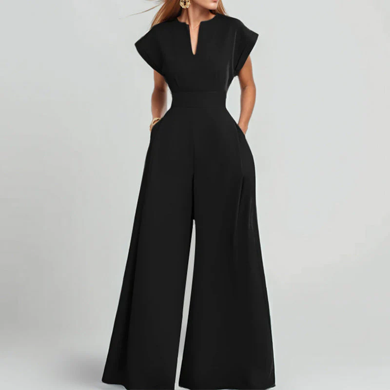 Jenna® | Elegant Short-Sleeved, Wide-Leg Jumpsuit