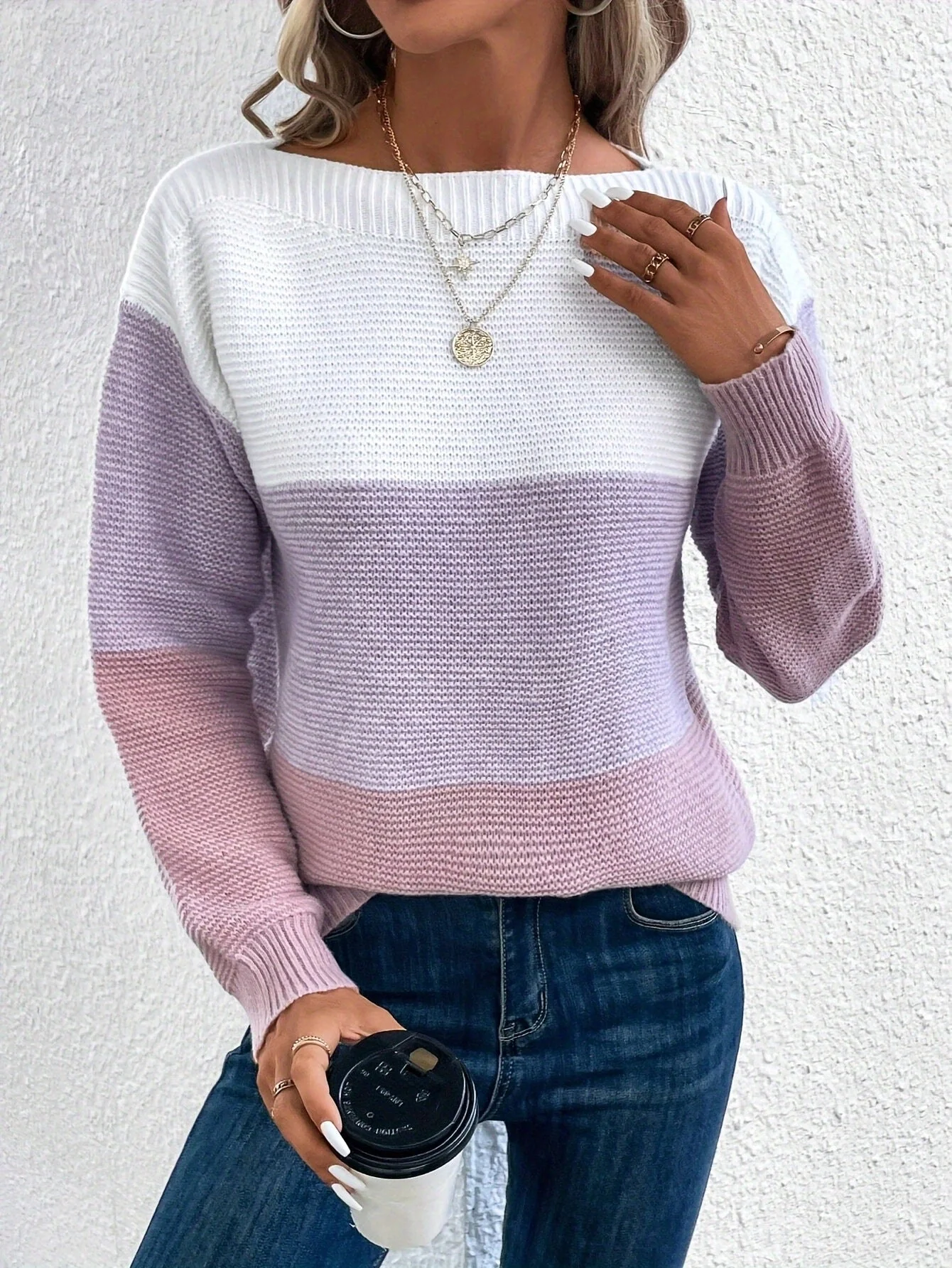 Jenni | Monochrome block stripes knit sweater - Image 6