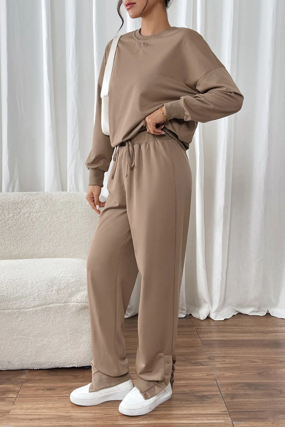 Jesica | Perfee long sleeve top and crew neck trousers set - Image 5