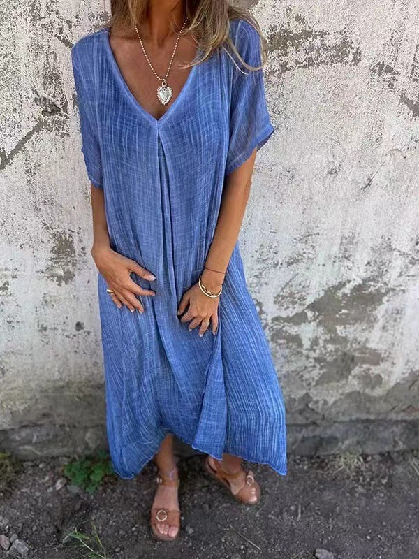 Jimena® | Cotton Linen Dress With V-Neck