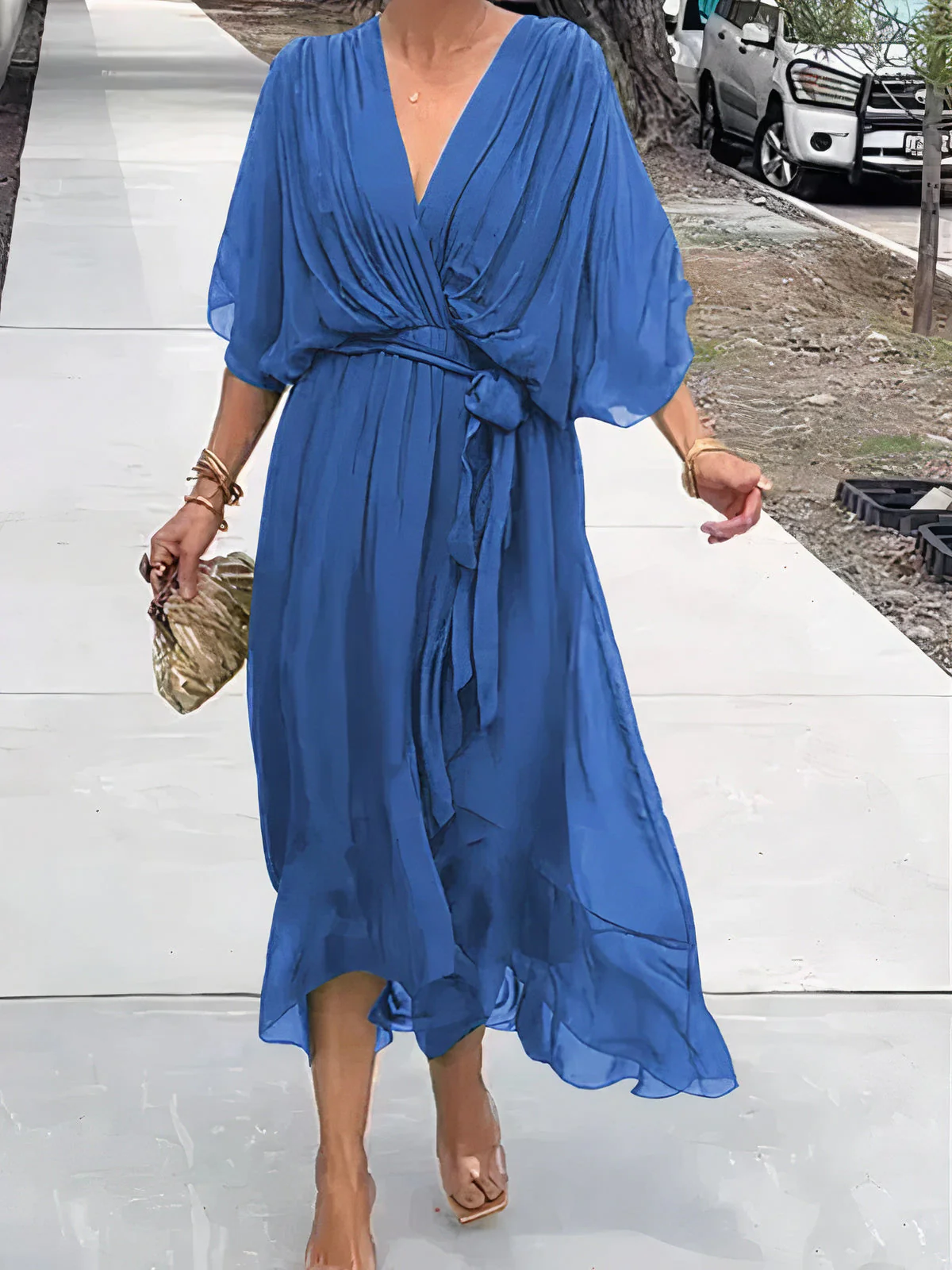 Jimena® | V-Neck Chiffon Dress - Image 6