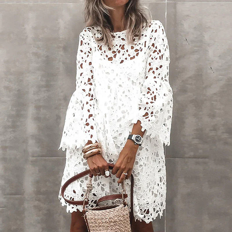 Joan® | White Lace Swim Dress