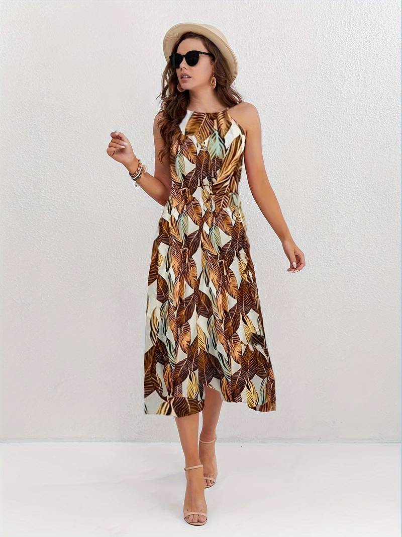 Jocelyn® | Halterneck Beach Dress With Leaf Pattern - Image 11