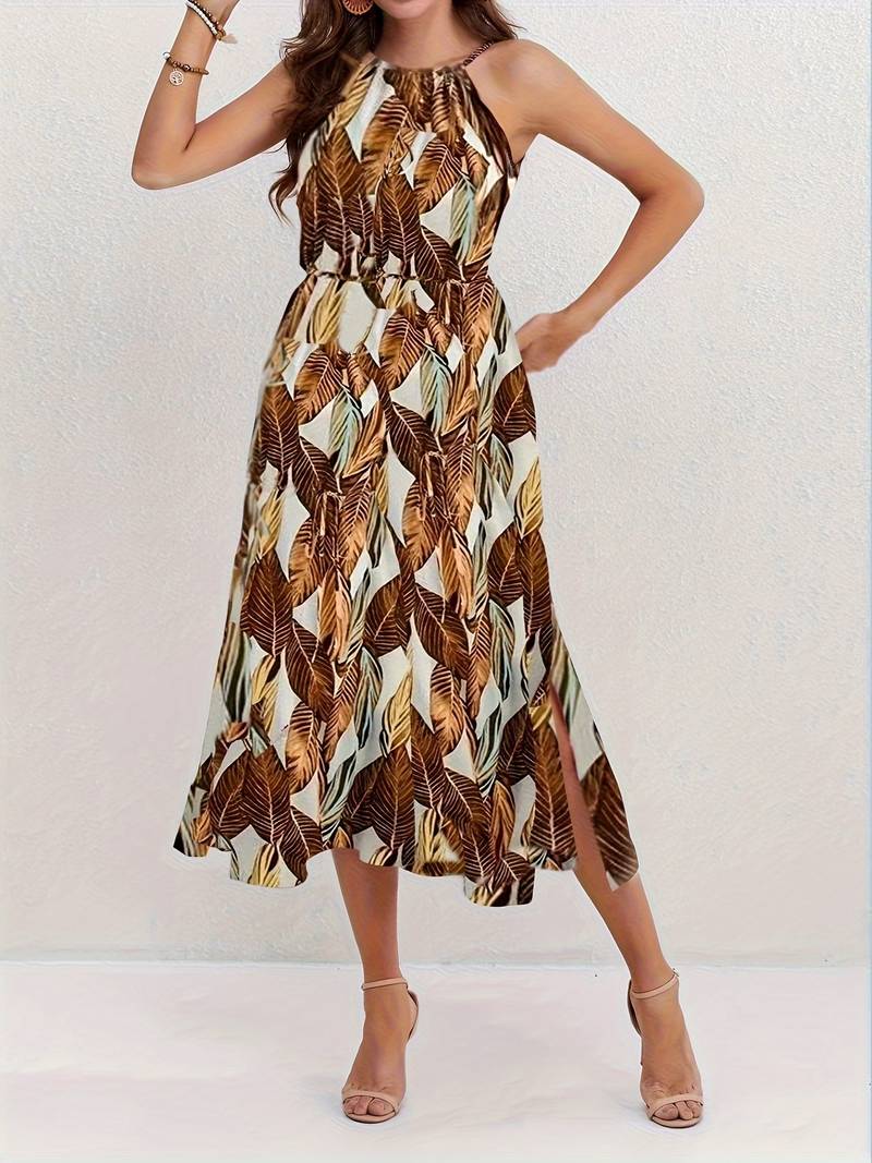 Jocelyn® | Halterneck Beach Dress With Leaf Pattern - Image 12