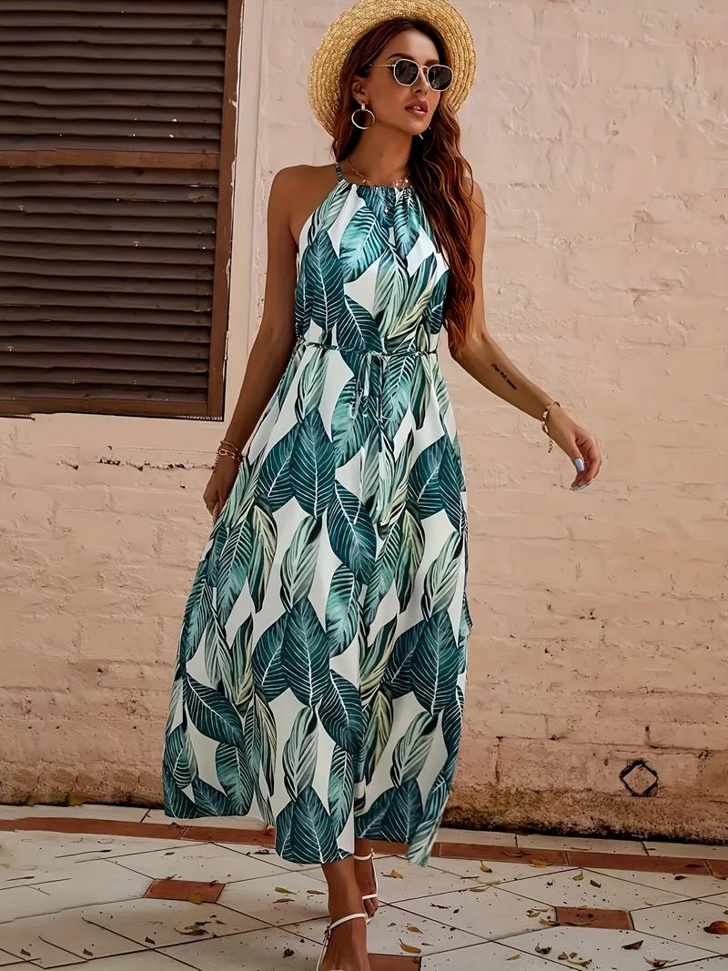 Jocelyn® | Halterneck Beach Dress With Leaf Pattern - Image 13