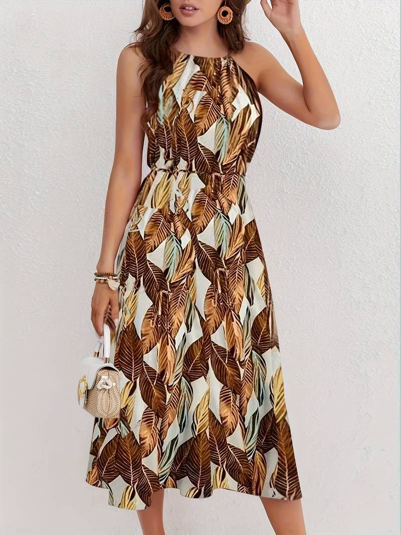 Jocelyn® | Halterneck Beach Dress With Leaf Pattern - Image 15