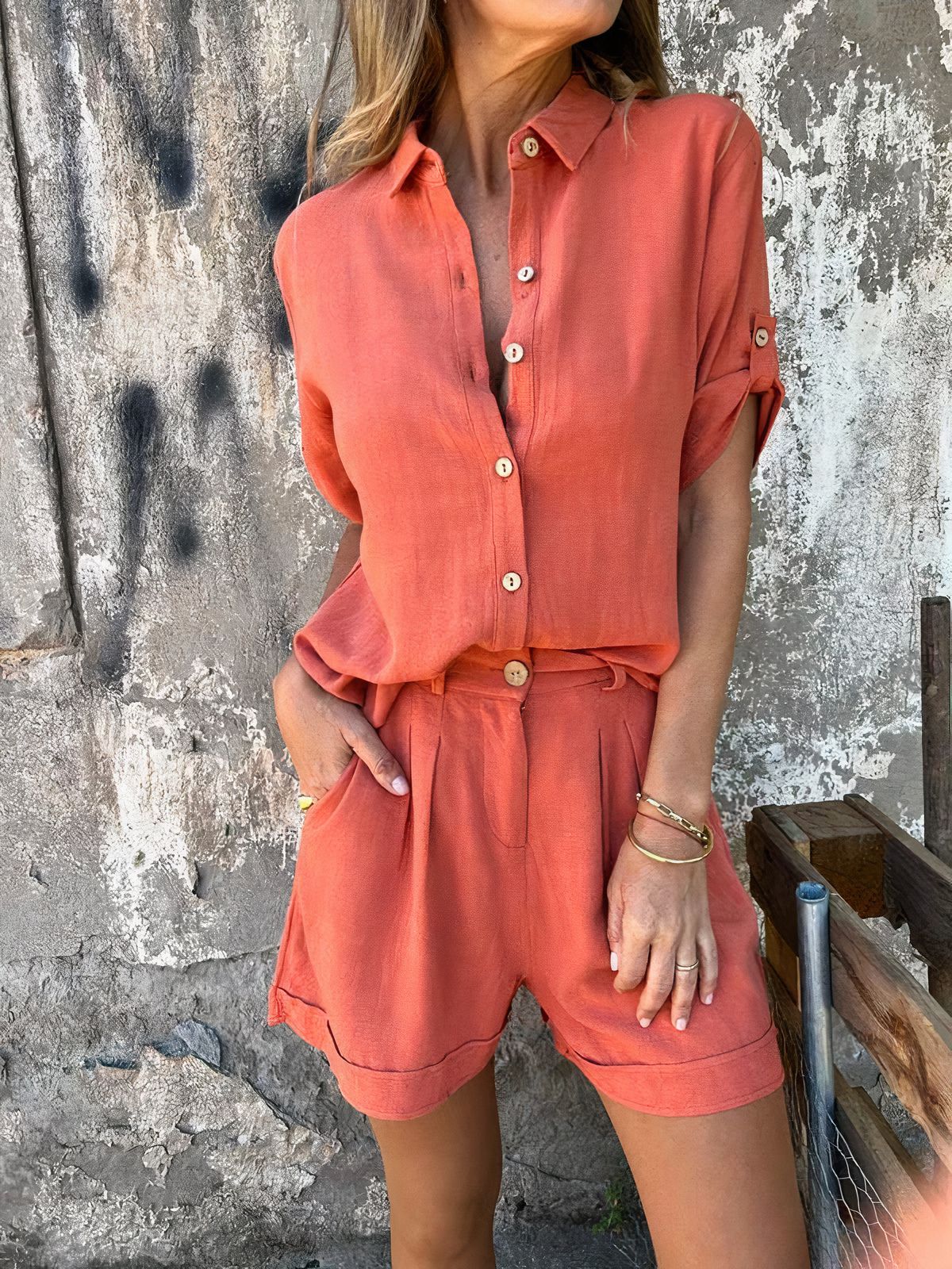 Johana® | Casual Shorts & Blouse Set