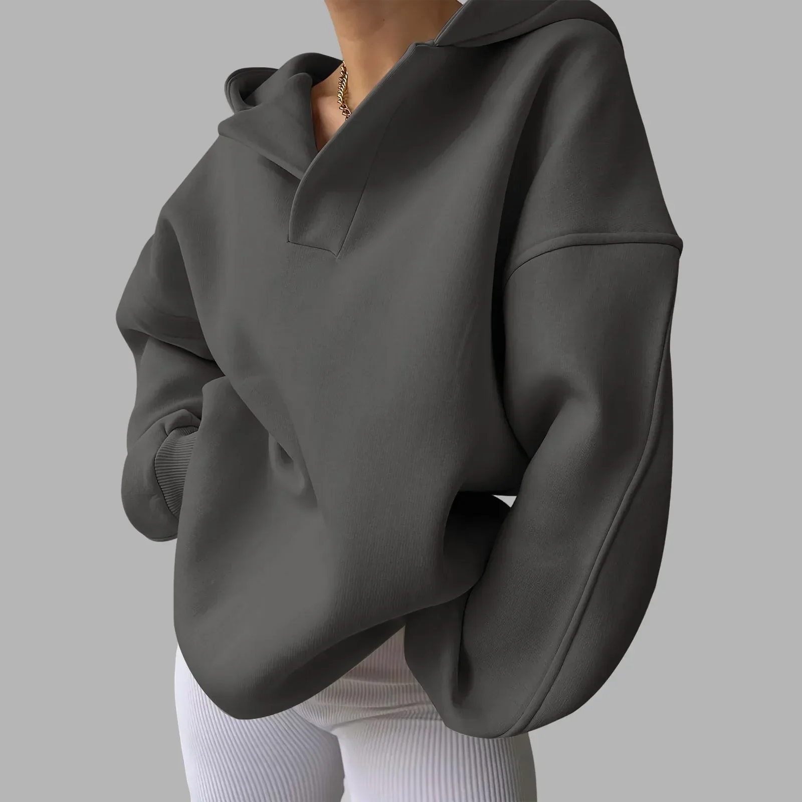 Josefa | Casual and oversized V-neck hoodie - Image 2
