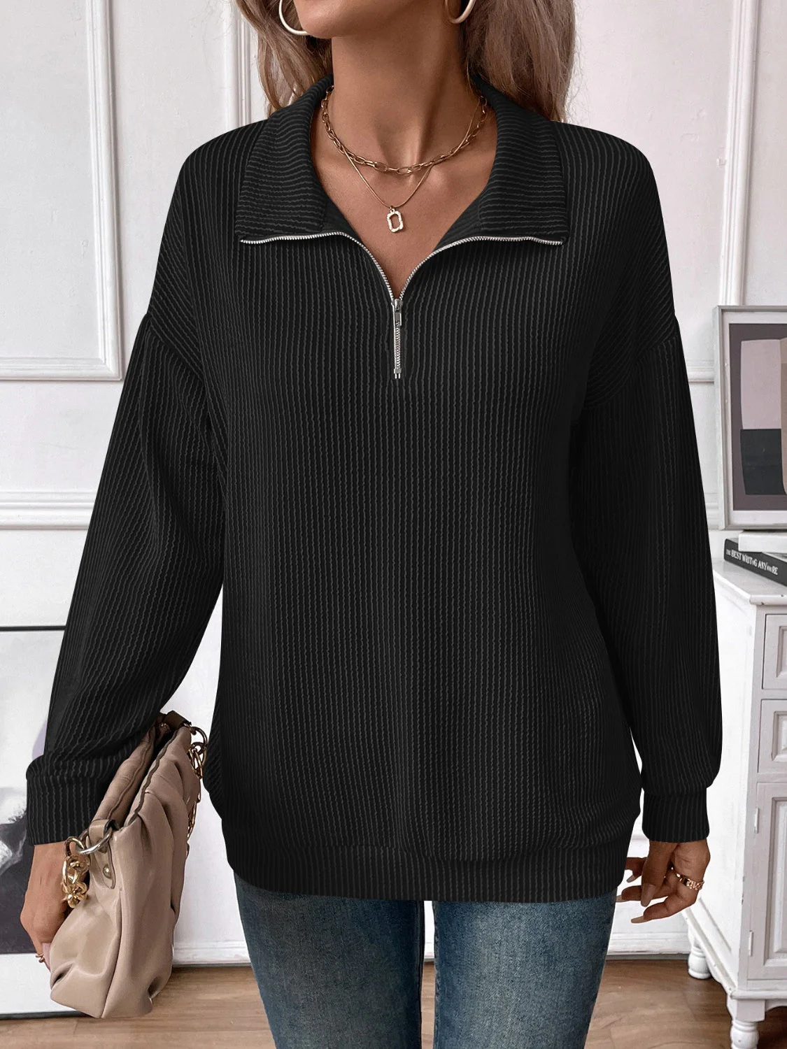 Josefina | Double Take striped long sleeve half zip t-shirt - Image 15