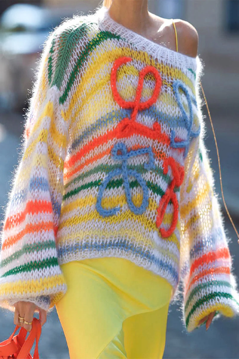 Juana | Casual striped patchwork O-neck tops - Image 3