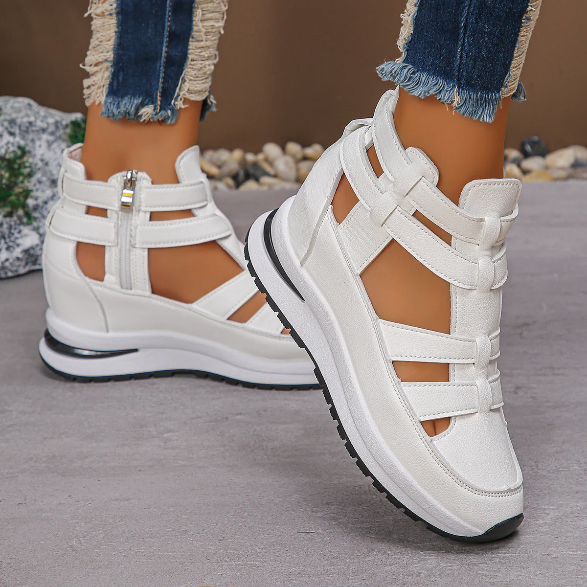 Juana® | Comfortable lightweight women's wedge sandals with zipper - Image 2