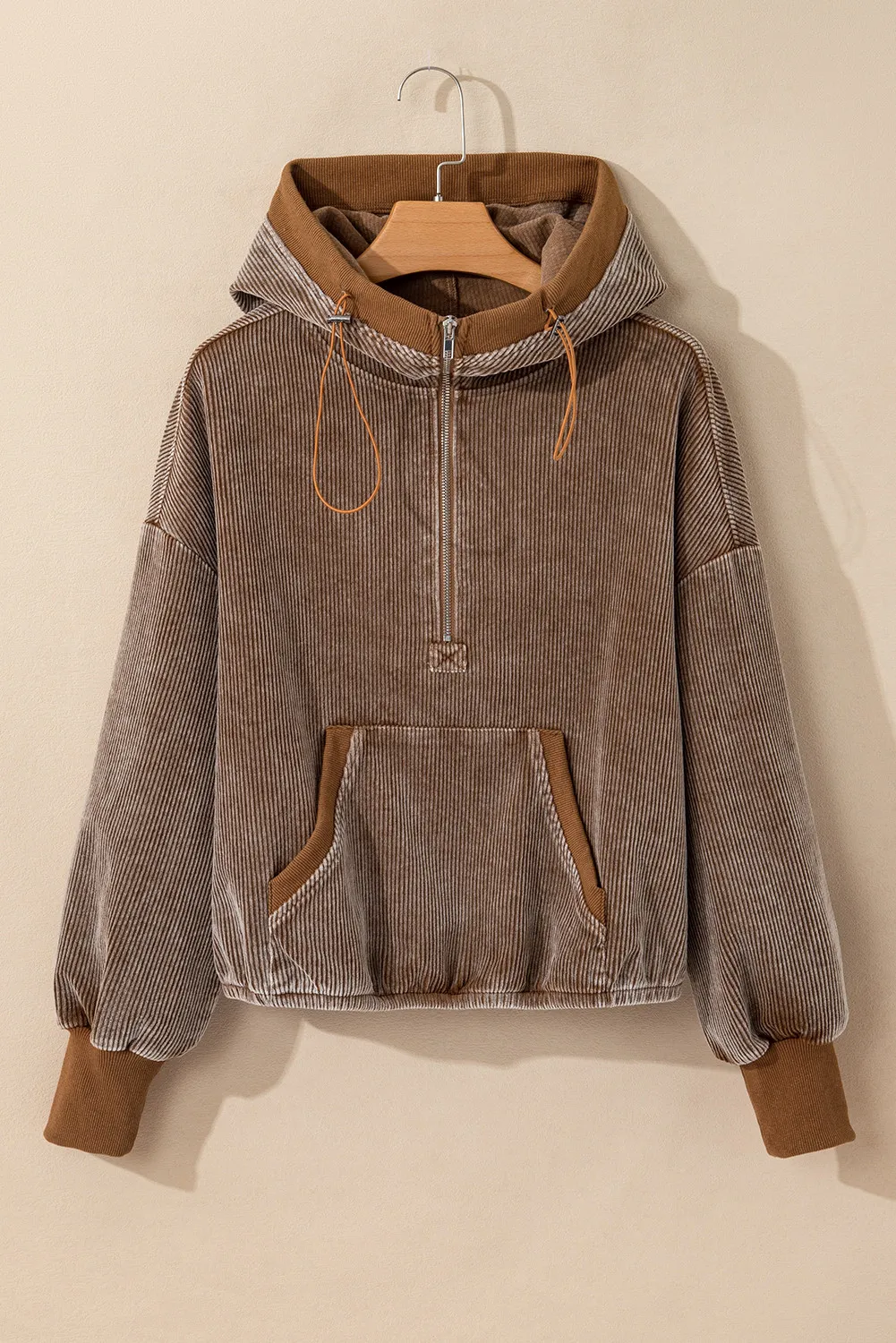 Juana | Long sleeve hoodie with drawstring and half zip - Image 2