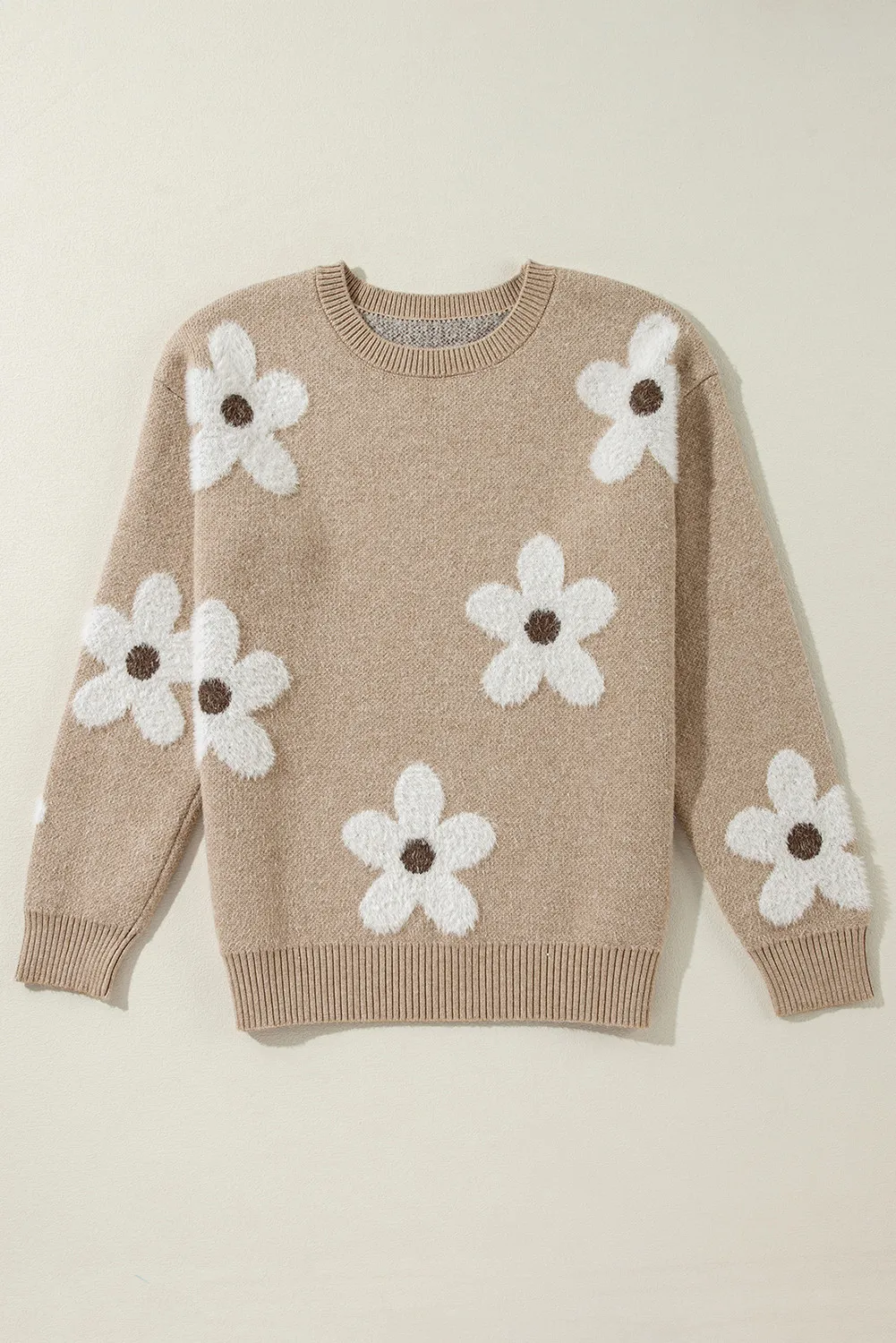 Juana | Long-sleeved sweater with a floral crew neck - Image 3