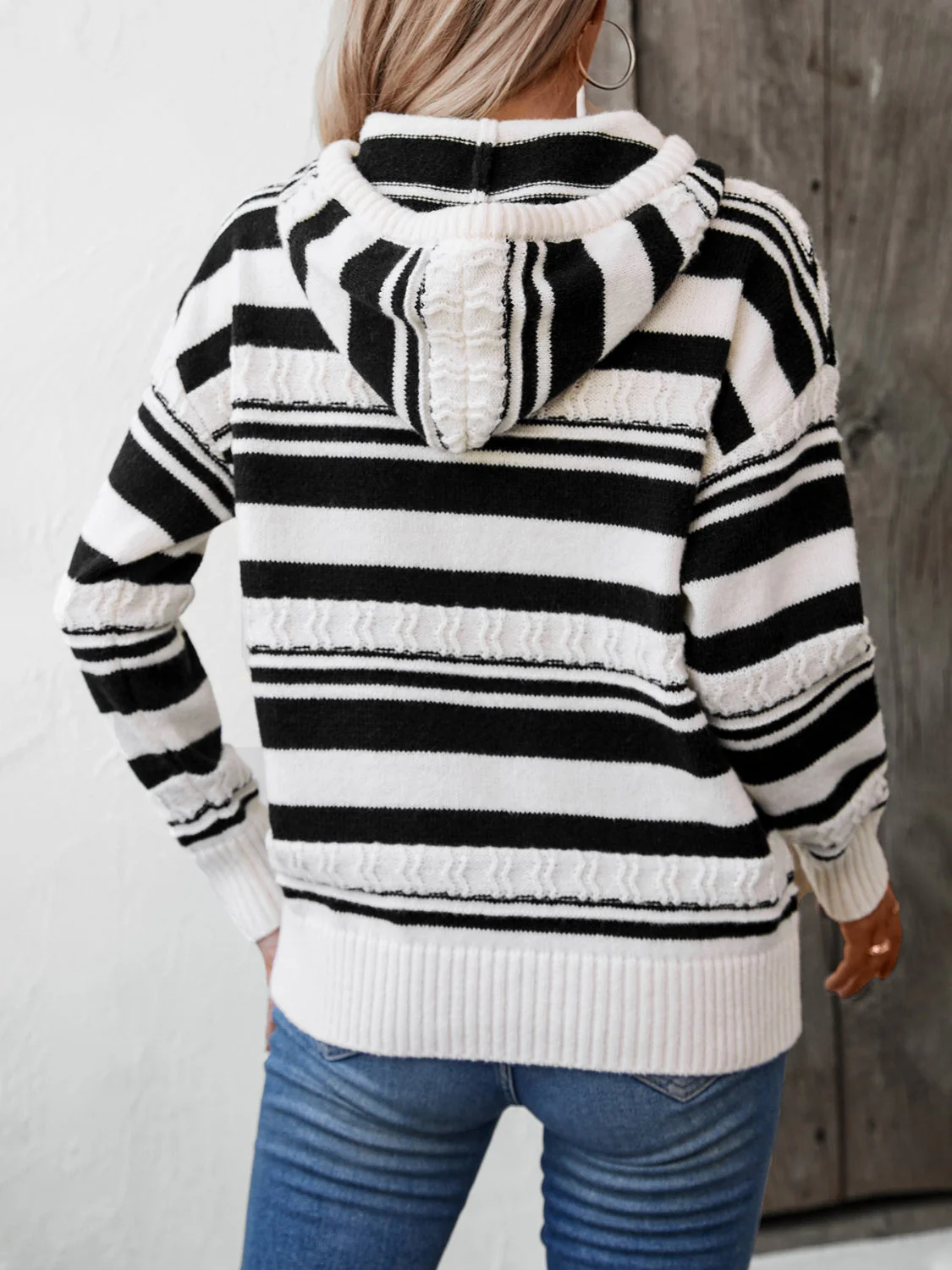 Juana | Striped long sleeve drawstring hoodie - Image 2