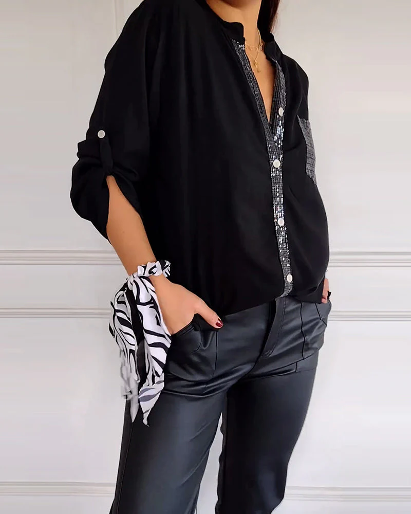 Juana® | Women'S Button-Front Blouse With Sequin Trim