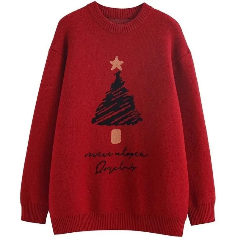Juana® | Women's oversized knitted sweater with Christmas tree print