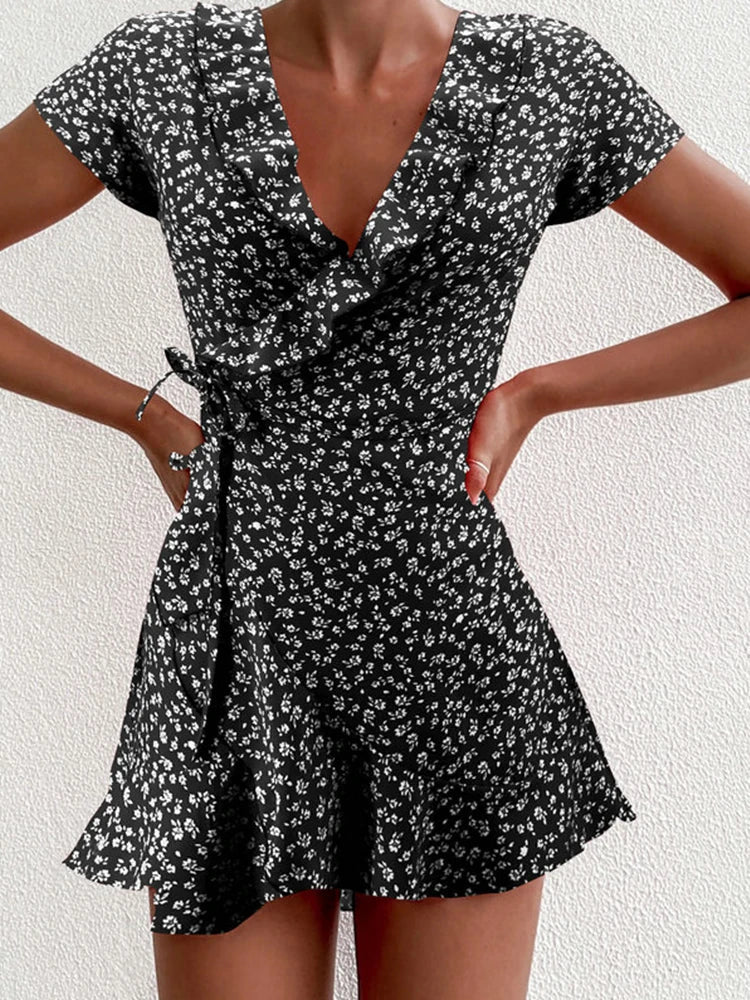 Julia® | Elegant Floral Mini Dress With V-Neck And A-Line Design - Image 6