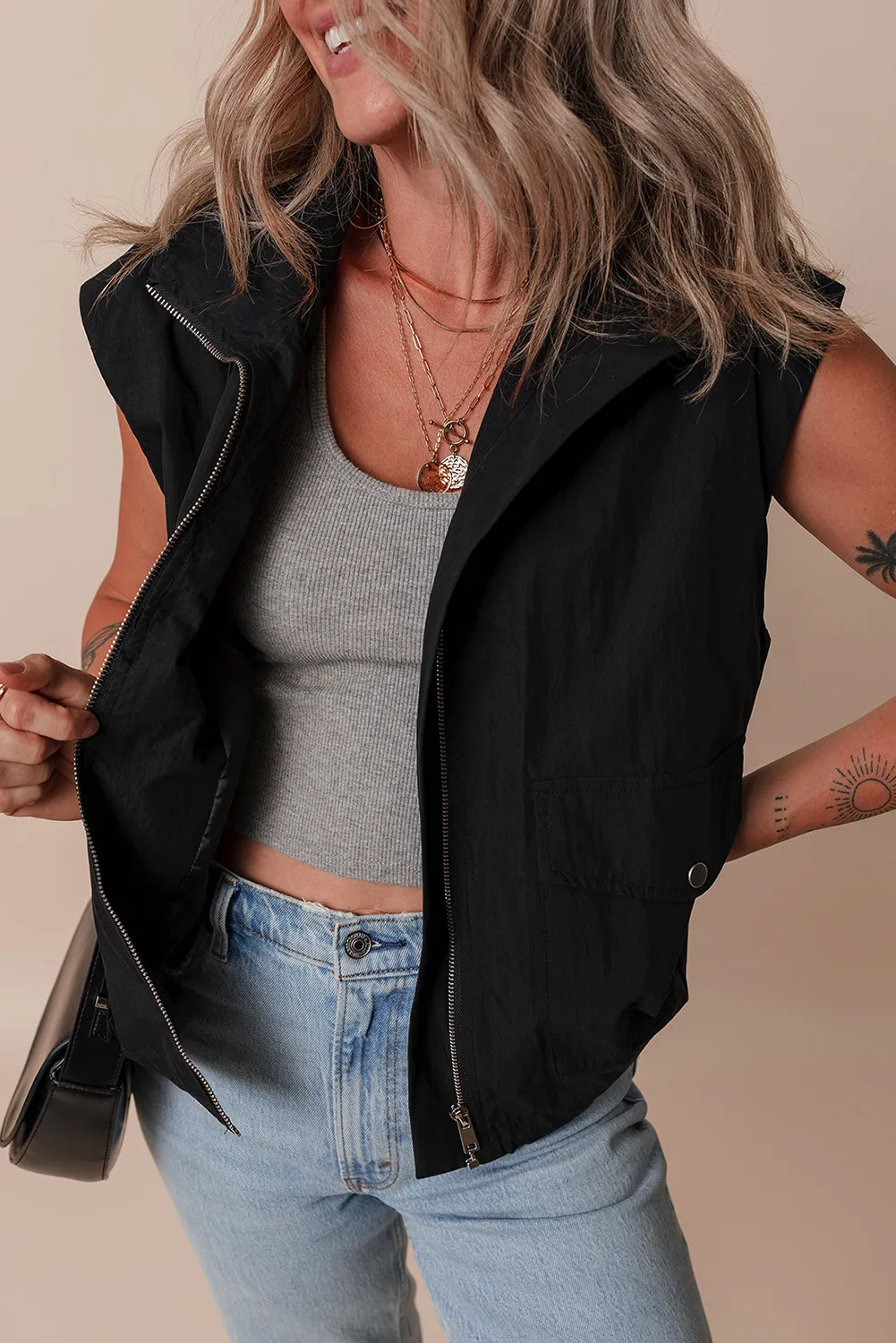Julia | Vest coat with zip and pockets - Image 3